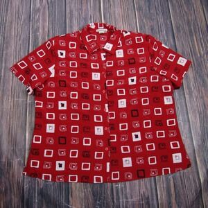 Notations Mens Size XL Red Geometric Button Up Shirt Short Sleeve Casual Summer